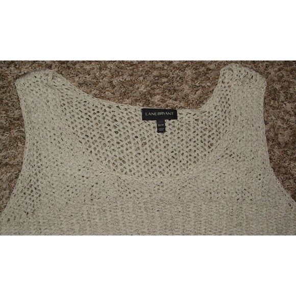 Khaki Plus Sz 22/24 Stretchy Sleeveless l Lightweight Fringe Sweater LANE BRYANT - Picture 4 of 5